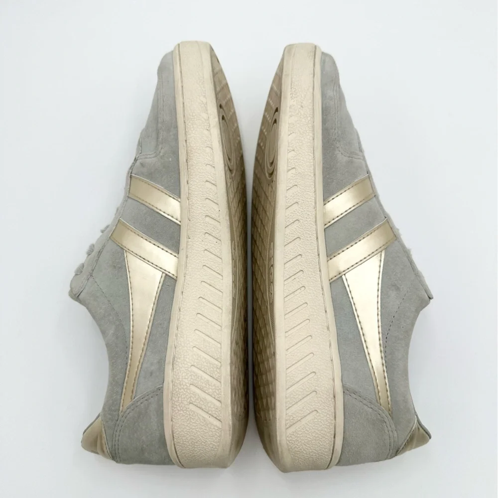 GOLA Grandslam Pearl Sneaker Women’s Gray and Gold Lace up Suede Shoe